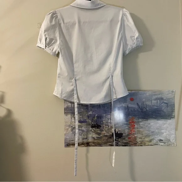 Women's White Button Down Shirt - Picture 2 of 4